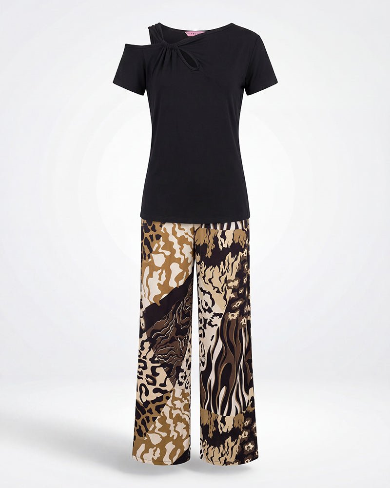 Black Twist Pajama Set 6816 - Youlya - pajama set