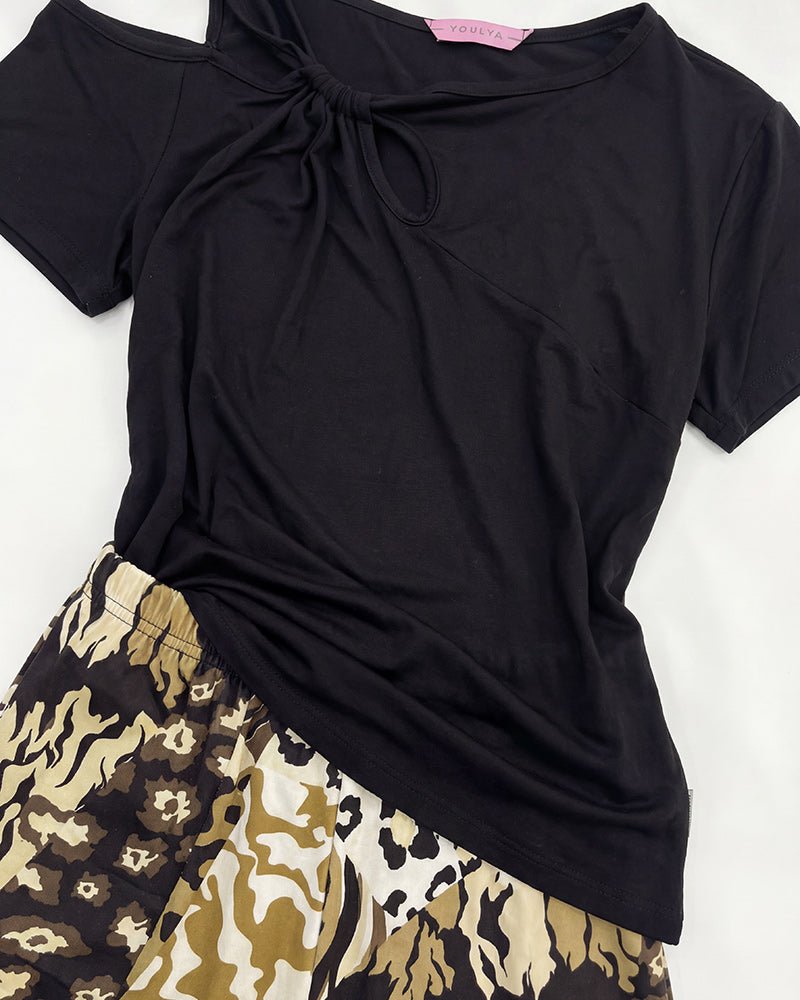 Black Twist Pajama Set 6816 - Youlya - pajama set