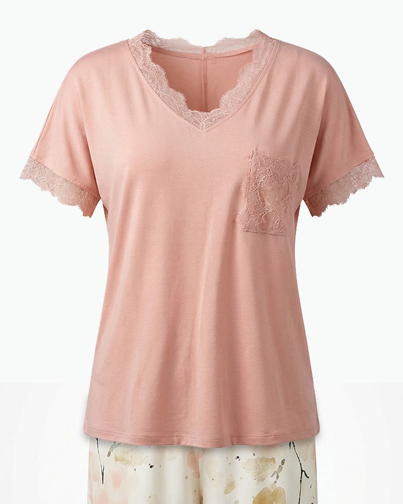 Blush Lace Pajama Set 6813 - Youlya - pajama set