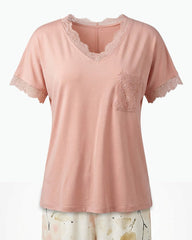 Blush Lace Pajama Set 6813 - Youlya - pajama set