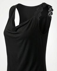 Black Drape Lace Pajama Set 6809 - Youlya - pajama set