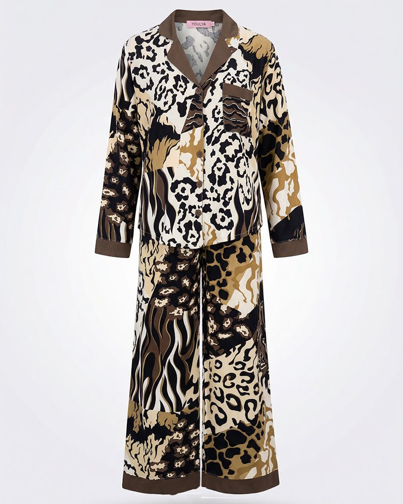 Wild Harmony Button Pajama Set 6826 - Youlya - pajama set